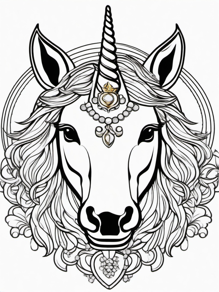 Unicorn with a Crown Coloring Pages - Royal Unicorn Wearing a Golden Crown  minimal black outline printable sheet, coloring page