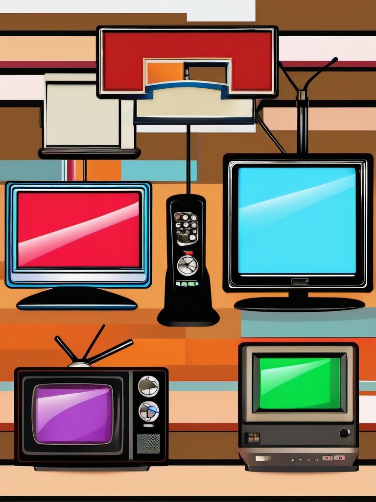 TV clipart - television screen with remote  vector clipart