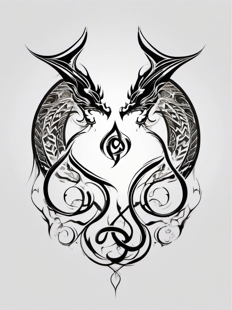 Dragon Infinity Tattoo - Tattoo featuring a dragon incorporated into an infinity symbol.  simple color tattoo,minimalist,white background