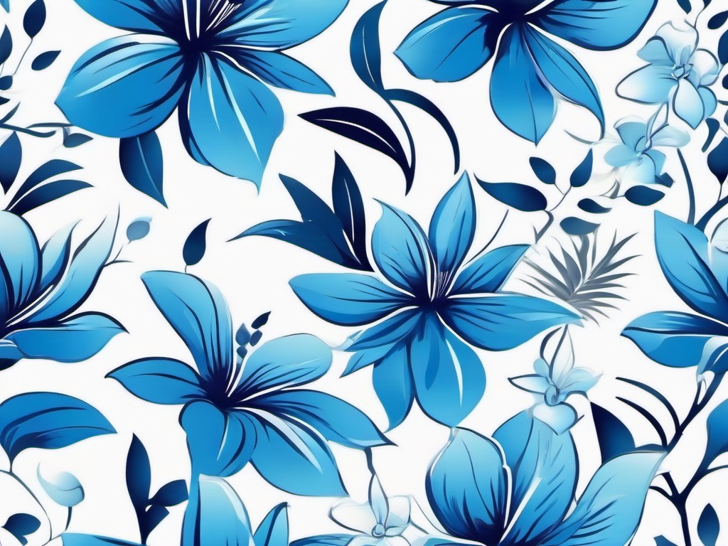 Blue Hawaiian Flower Tattoo - Infuse cool and calming vibes with a tattoo featuring shades of blue inspired by Hawaiian flowers.  simple vector color tattoo,minmal,white background