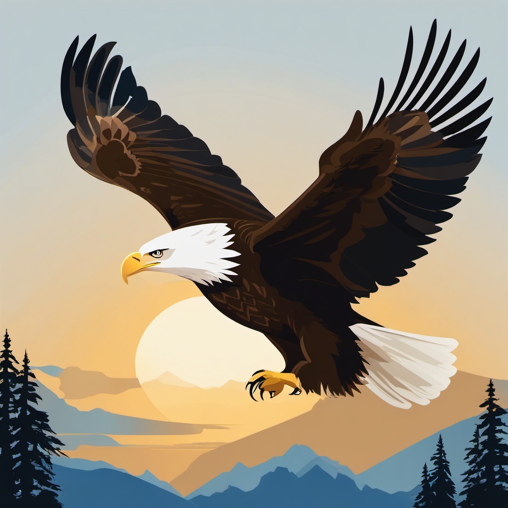 Bald Eagle clipart - National bird of the United States in flight, ,color clipart vector style