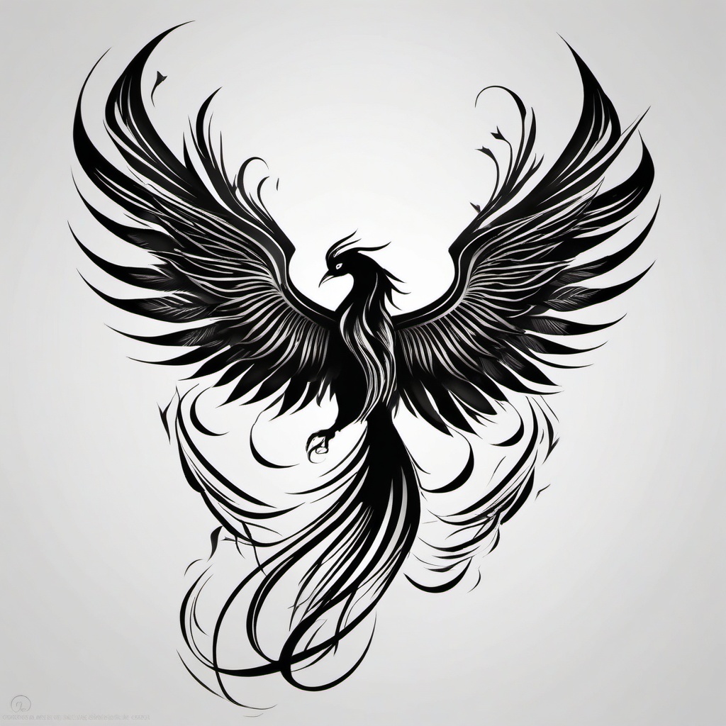 Black and white phoenix tattoo, Minimalistic and striking phoenix tattoos in black and white. , color, tattoo design