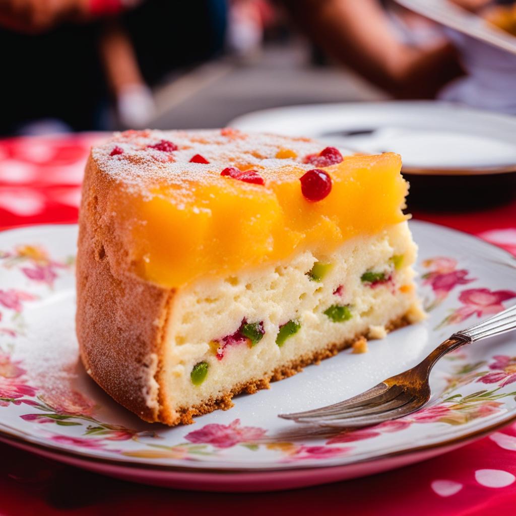 cassata, sicilian ricotta cake, relished at a colorful street carnival in palermo. 