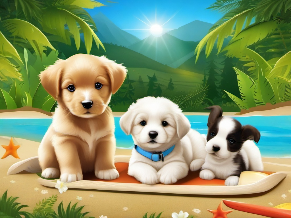 Summer Puppies Wallpaper  background