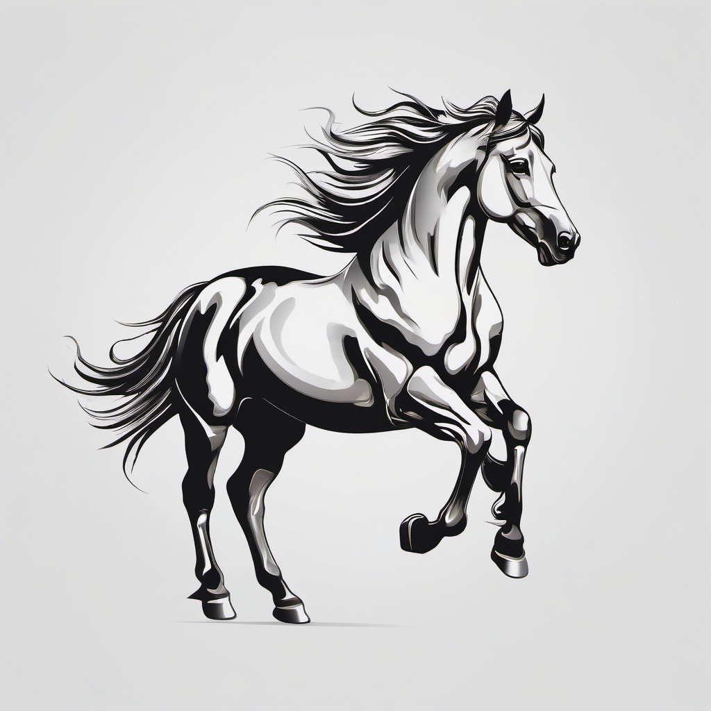 golden horse tattoo  simple tattoo,minimalist,white background