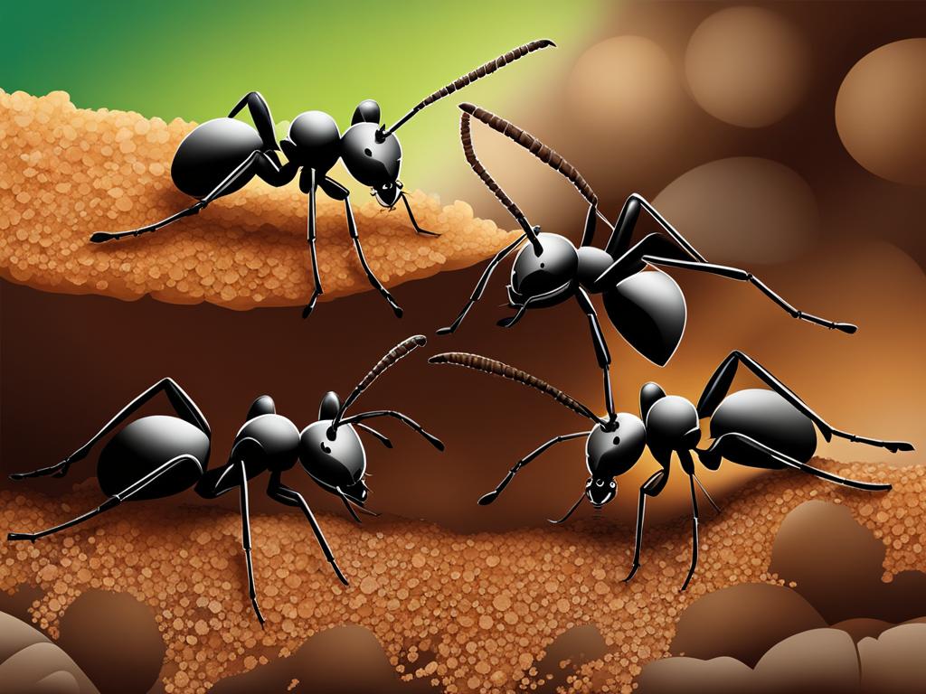 ant clipart: busy ants working together in an anthill. 