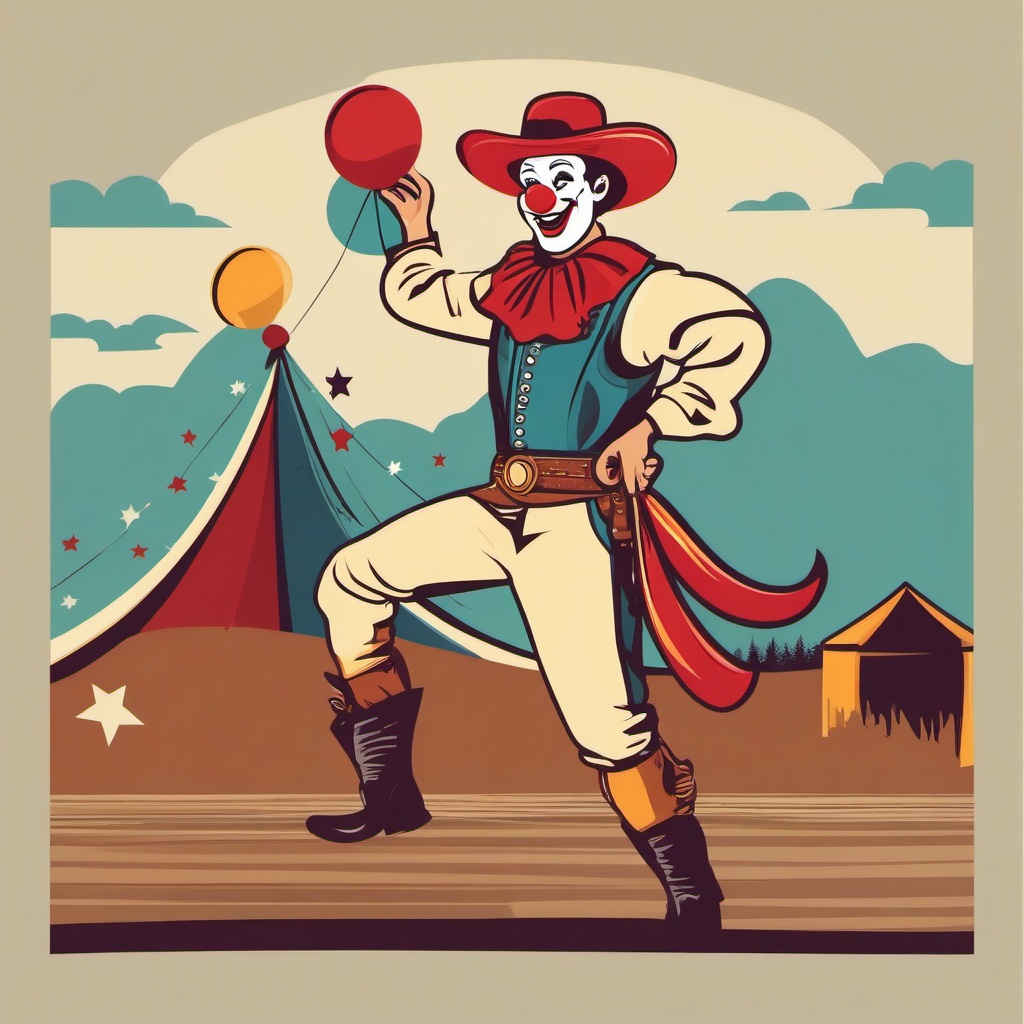 Rodeo Rodeo Clown Clipart - A rodeo clown entertaining the crowd.  color vector clipart, minimal style