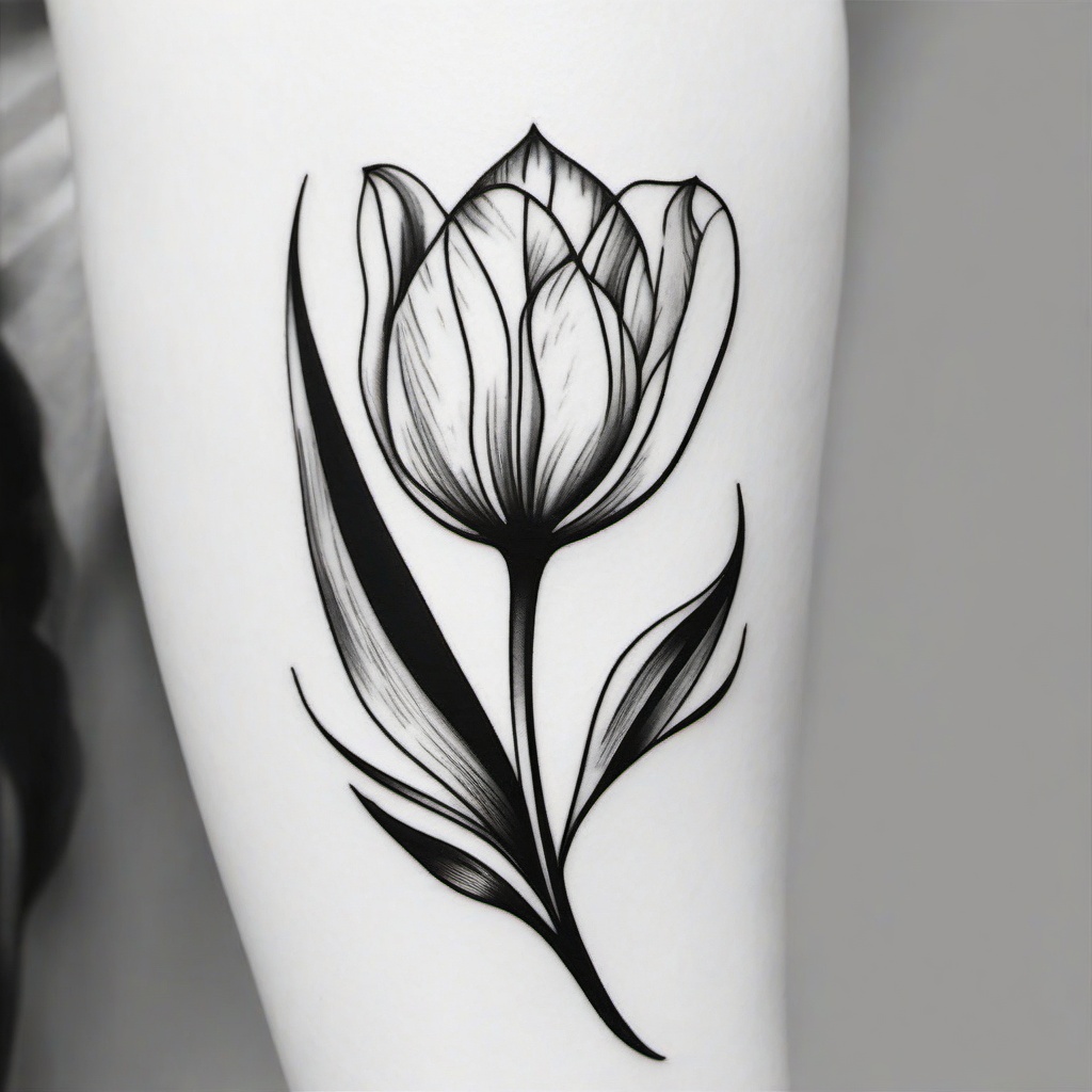 Tulip Tattoo - Tattoo featuring the tulip flower, symbolizing love and passion.  simple color tattoo,minimalist,white background