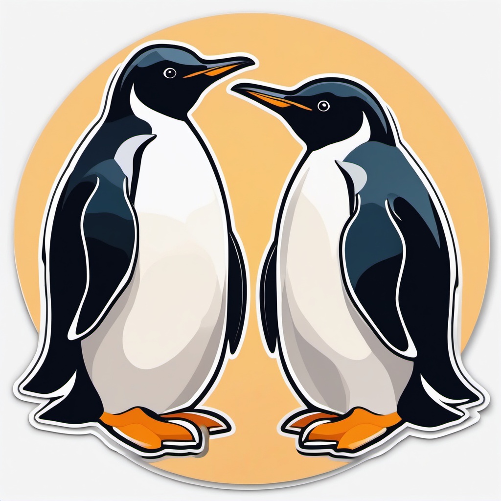 Penguin Couple Sticker - A sweet penguin couple sharing a tender moment. ,vector color sticker art,minimal