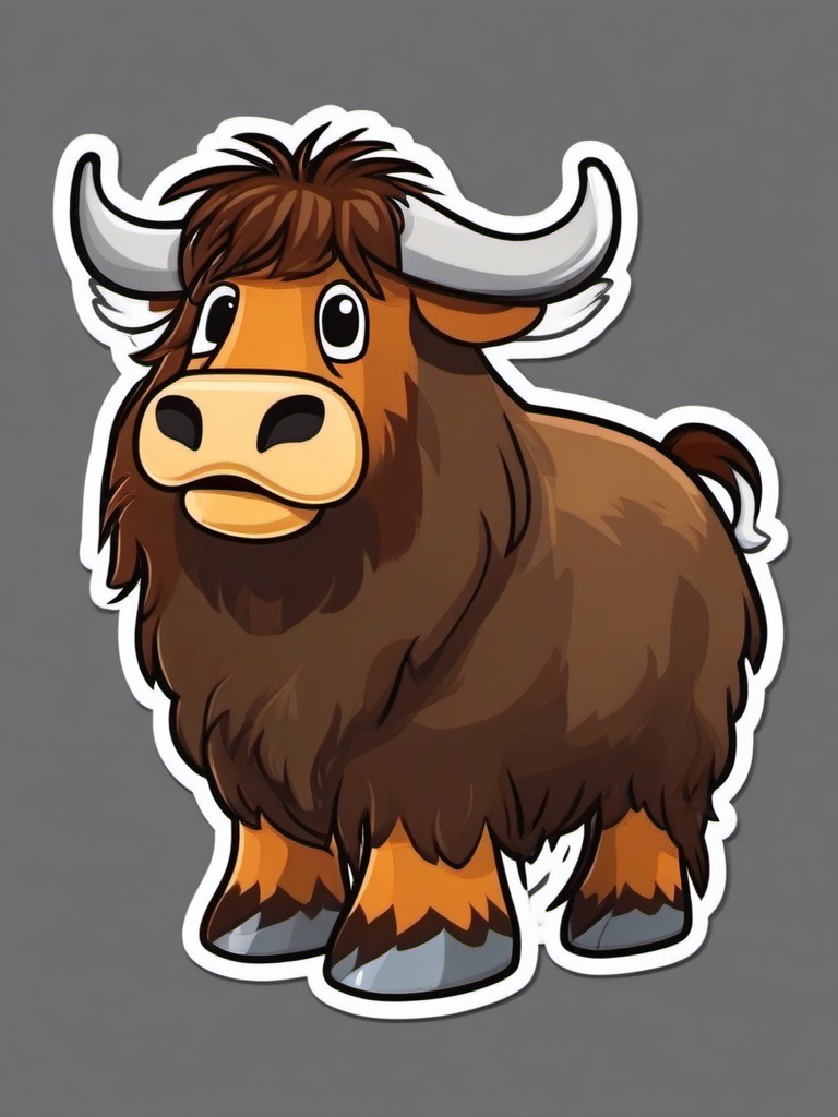 Yak cartoon - shaggy, mountain-dwelling animal  cartoon sticker style