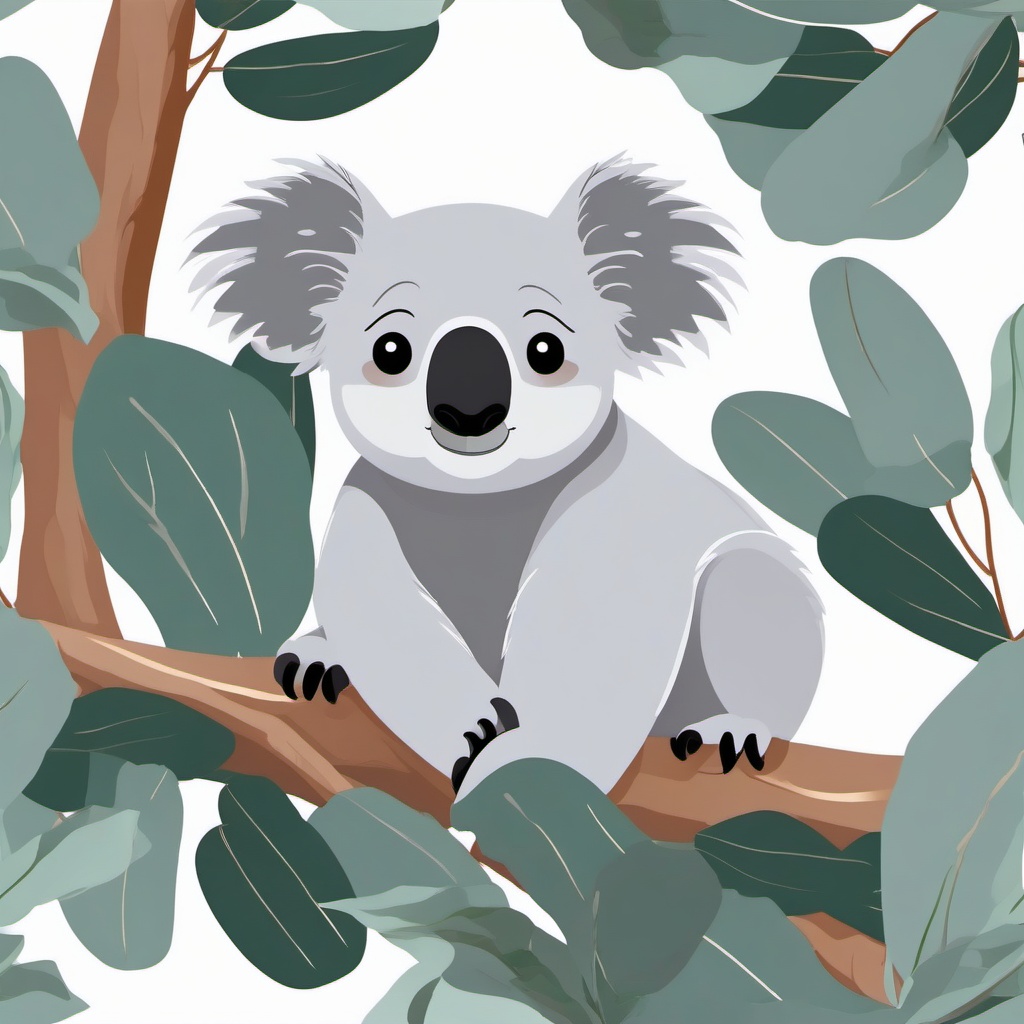 Cute Koala in a Eucalyptus Grove  clipart, simple