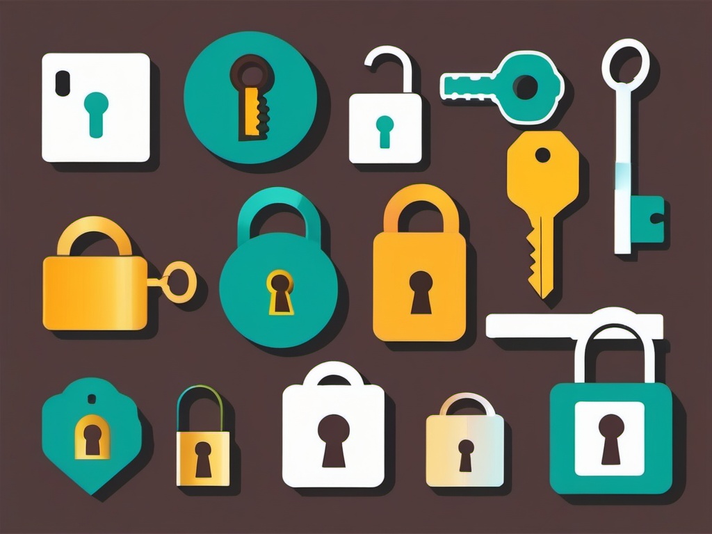 Lock and Key Icon - Lock and key icon for security and access,  color vector clipart, minimal style