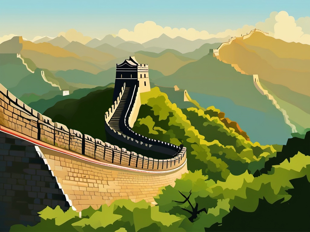 Great Wall of China clipart - Ancient fortification in China, ,color clipart vector style