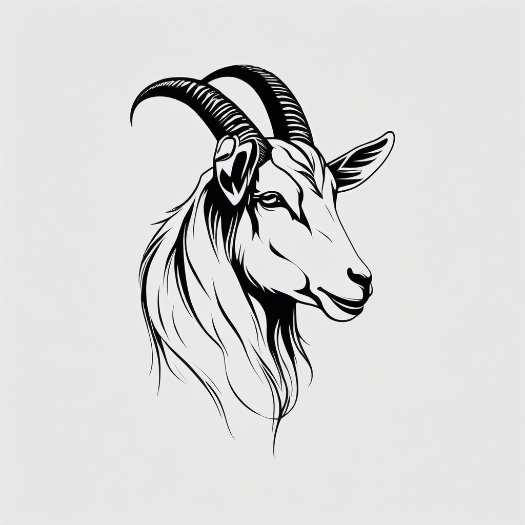 Minimalist Goat Tattoo - A simple and streamlined tattoo featuring a minimalist goat design.  simple color tattoo design,white background