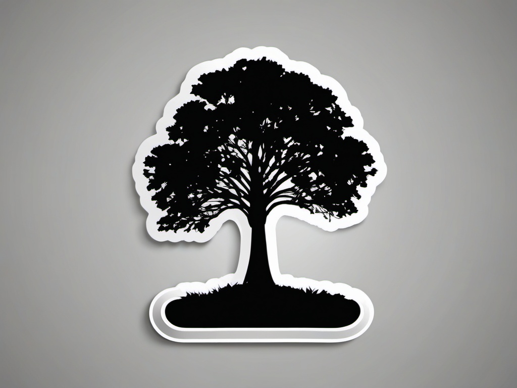 Tree Sticker - Simple tree silhouette, ,vector color sticker art,minimal