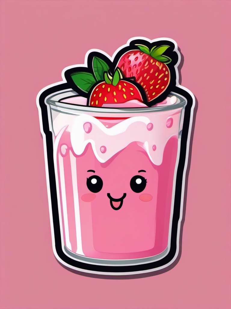 Happy Strawberry Milk sticker- Berry-licious Drink, , color sticker vector art