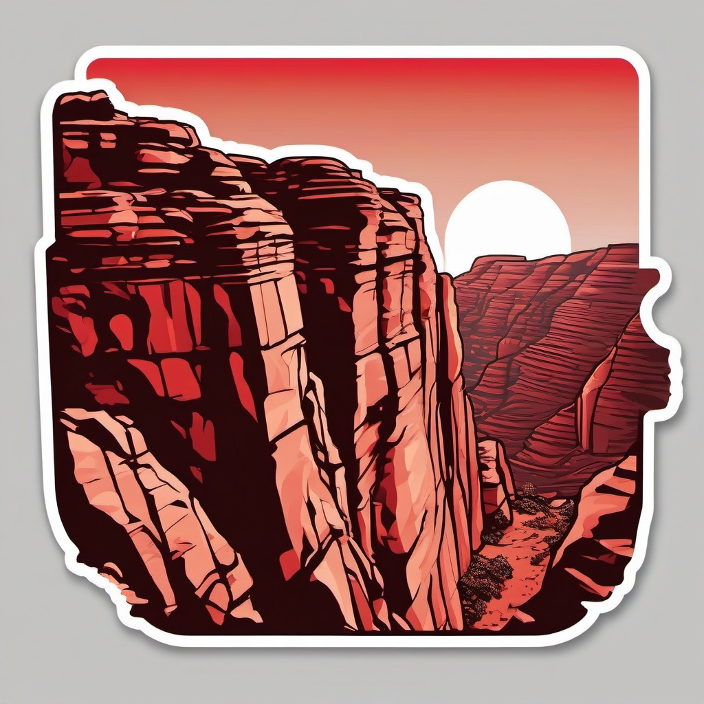 Petra sticker- Rose-red city carved into Jordan's rugged cliffs, , sticker vector art, minimalist design