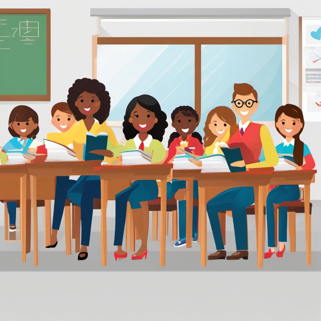 Teacher Clipart, Dedicated educators in a classroom. 