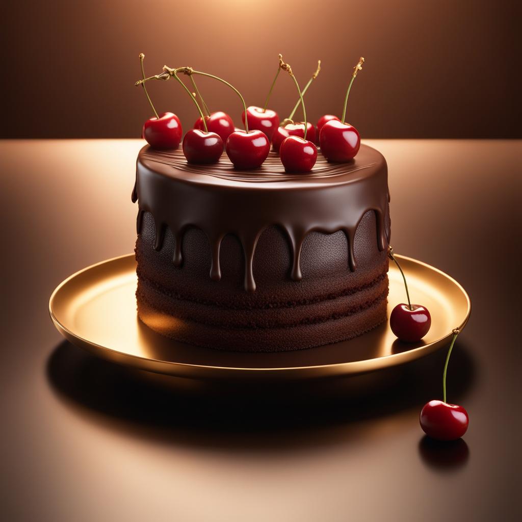 chocolate cake decoration with cherry intricate artwork masterpiece, ominous, matte painting movie poster, golden ratio, trending on cgsociety,  vibrant, production cinematic character render, ultra high quality model