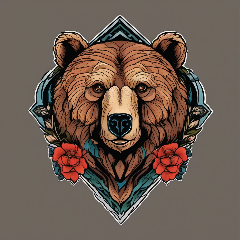 neo trad bear tattoo  simple vector color tattoo