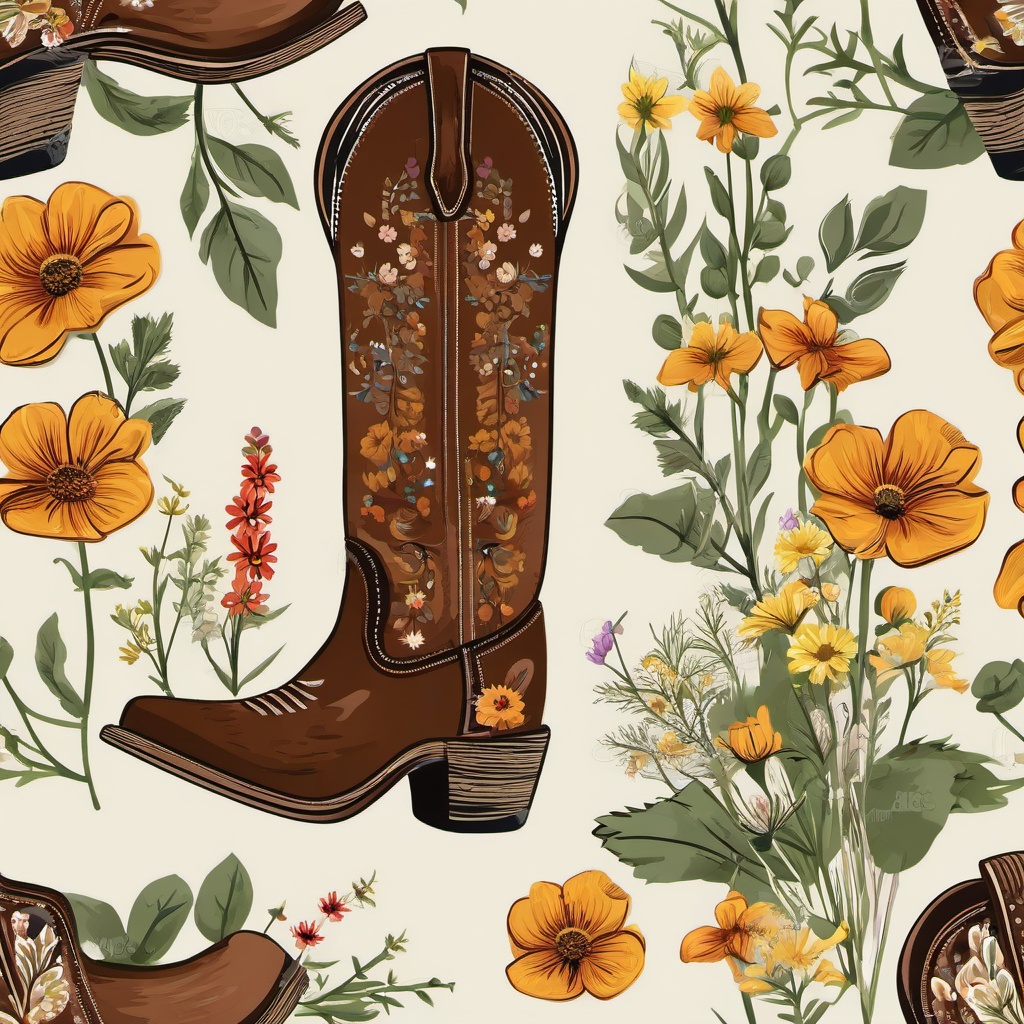 Cowboy Boot clipart - cowboy boot with wildflowers  