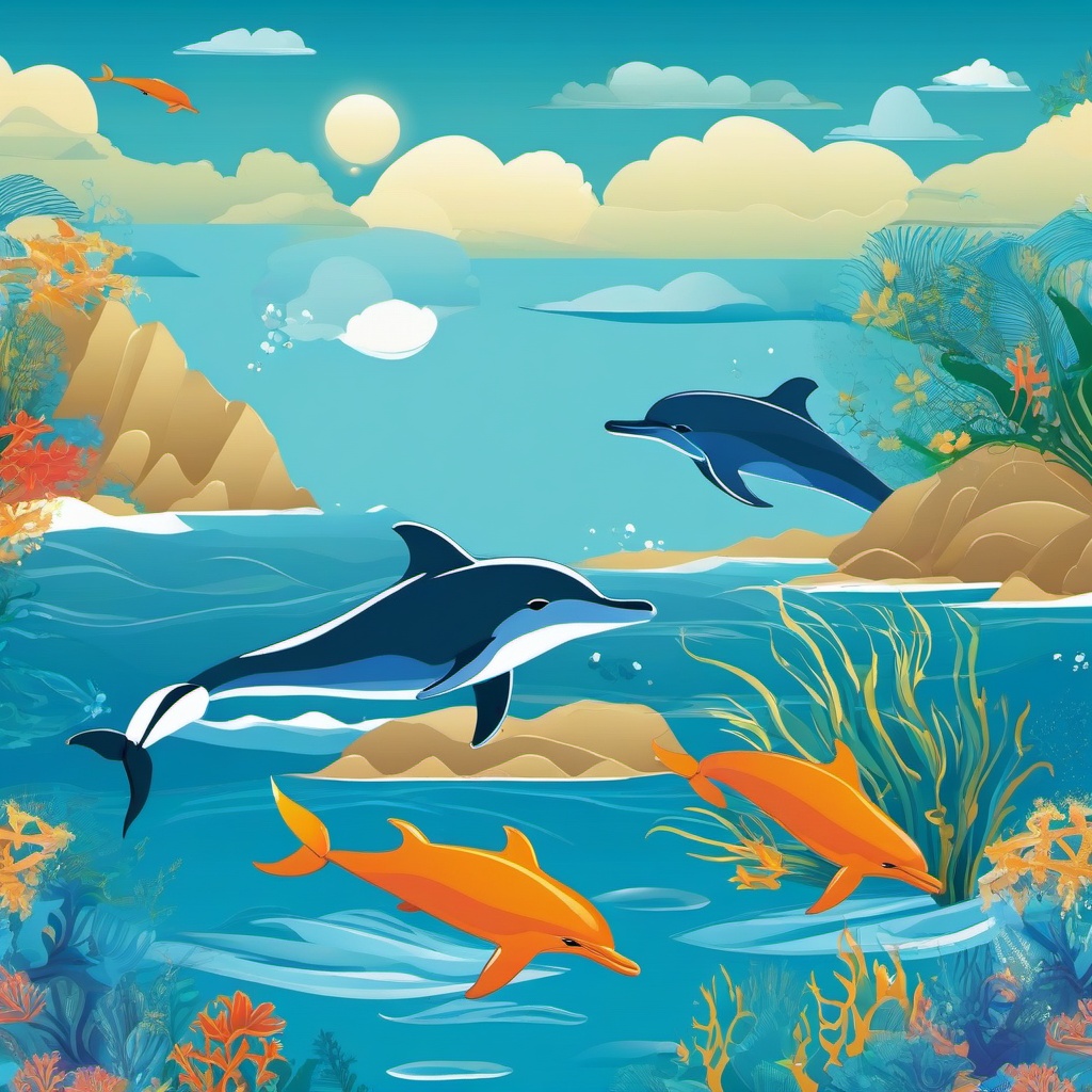 Ocean Background Wallpaper - ocean background with dolphins  