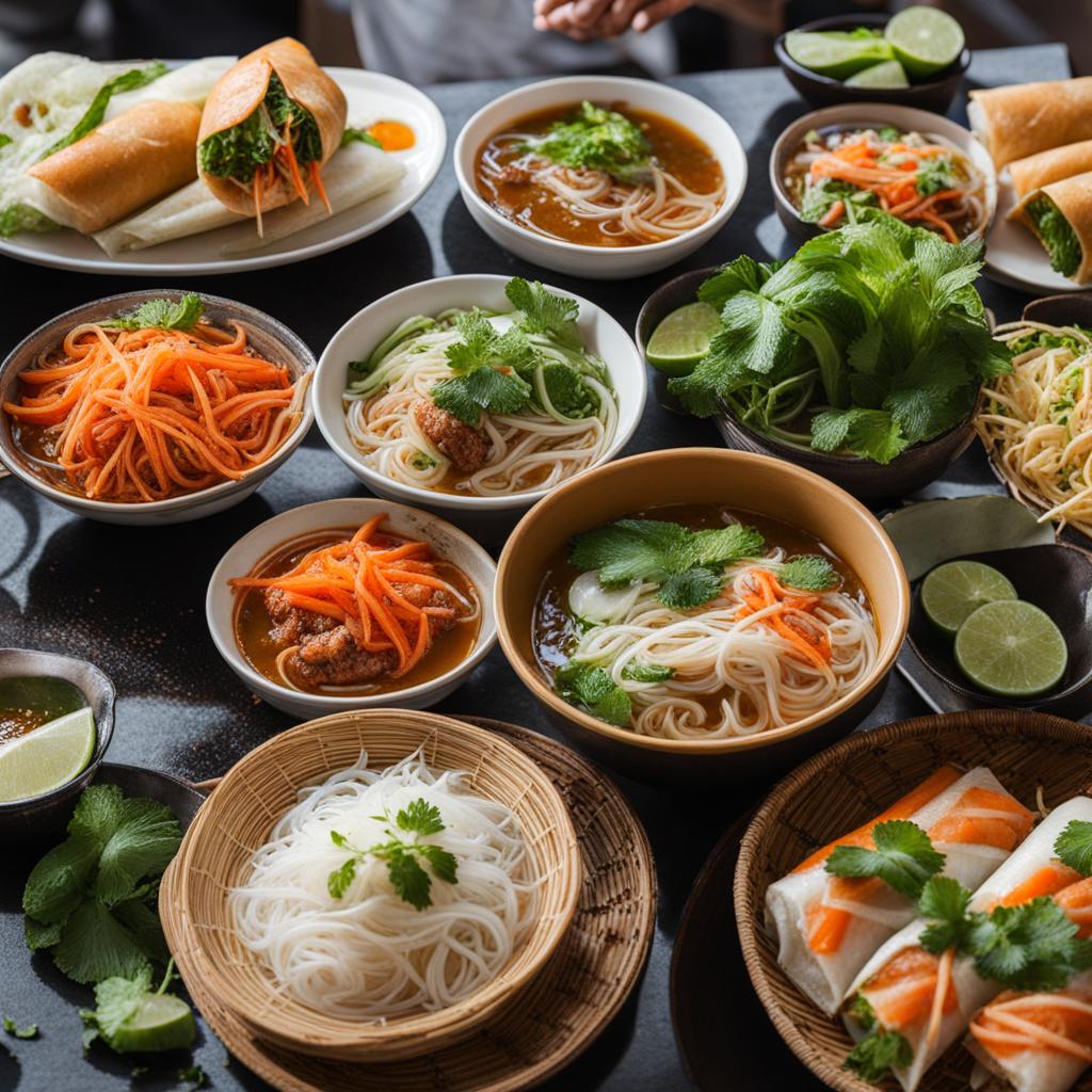 vietnamese street eats - fresh and fragrant dishes like banh mi, pho, and summer rolls. 