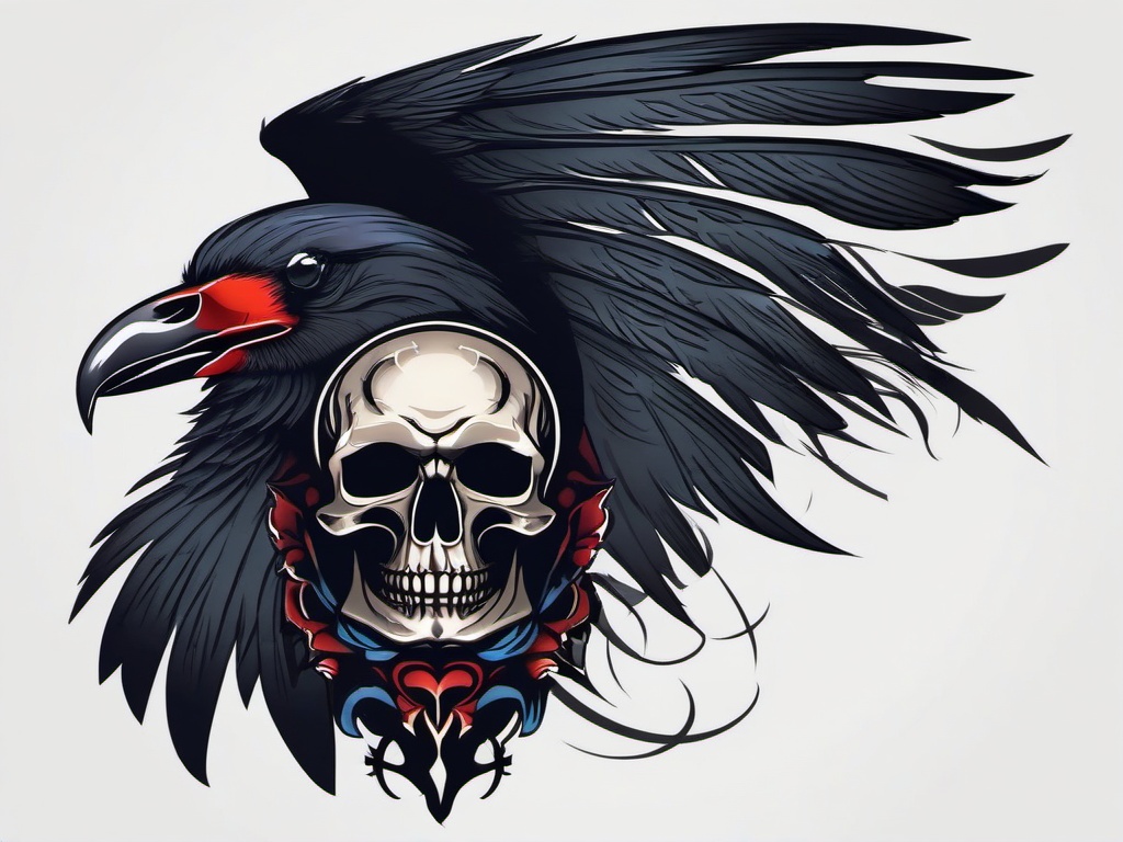 skull crow tattoo  simple vector color tattoo