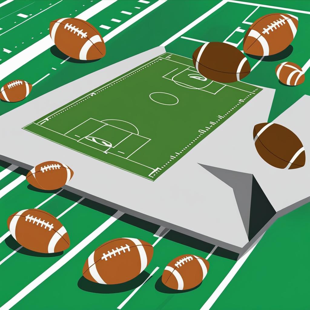 football clipart on a football field - ready for competitive play. 