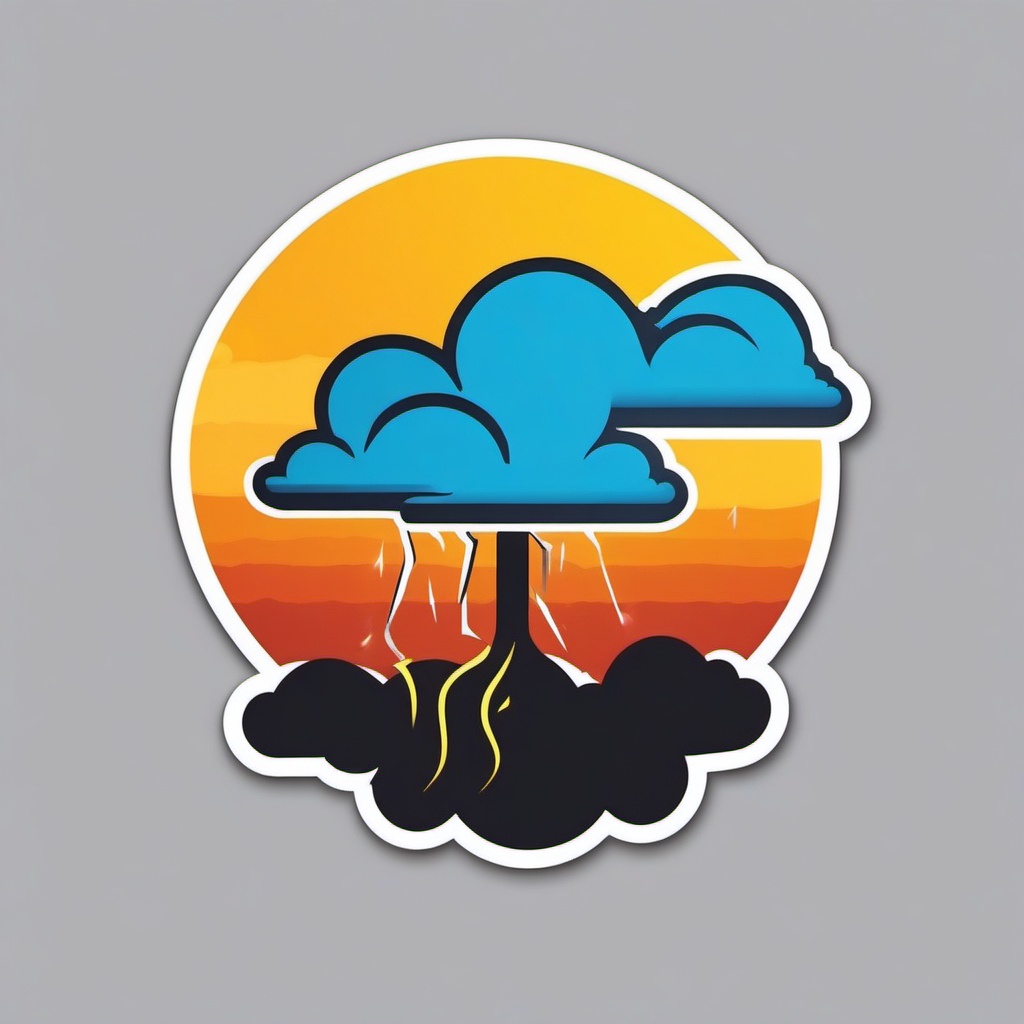 Thunderstorm Sticker - Experience the power and drama of a thunderstorm with this electrifying sticker, , sticker vector art, minimalist design