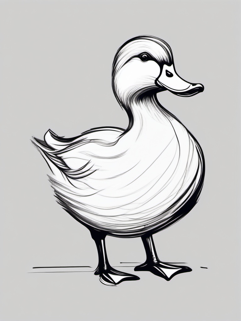 drawing of a redhead duck  minimal rough sketch scribbles,doodles,black and white