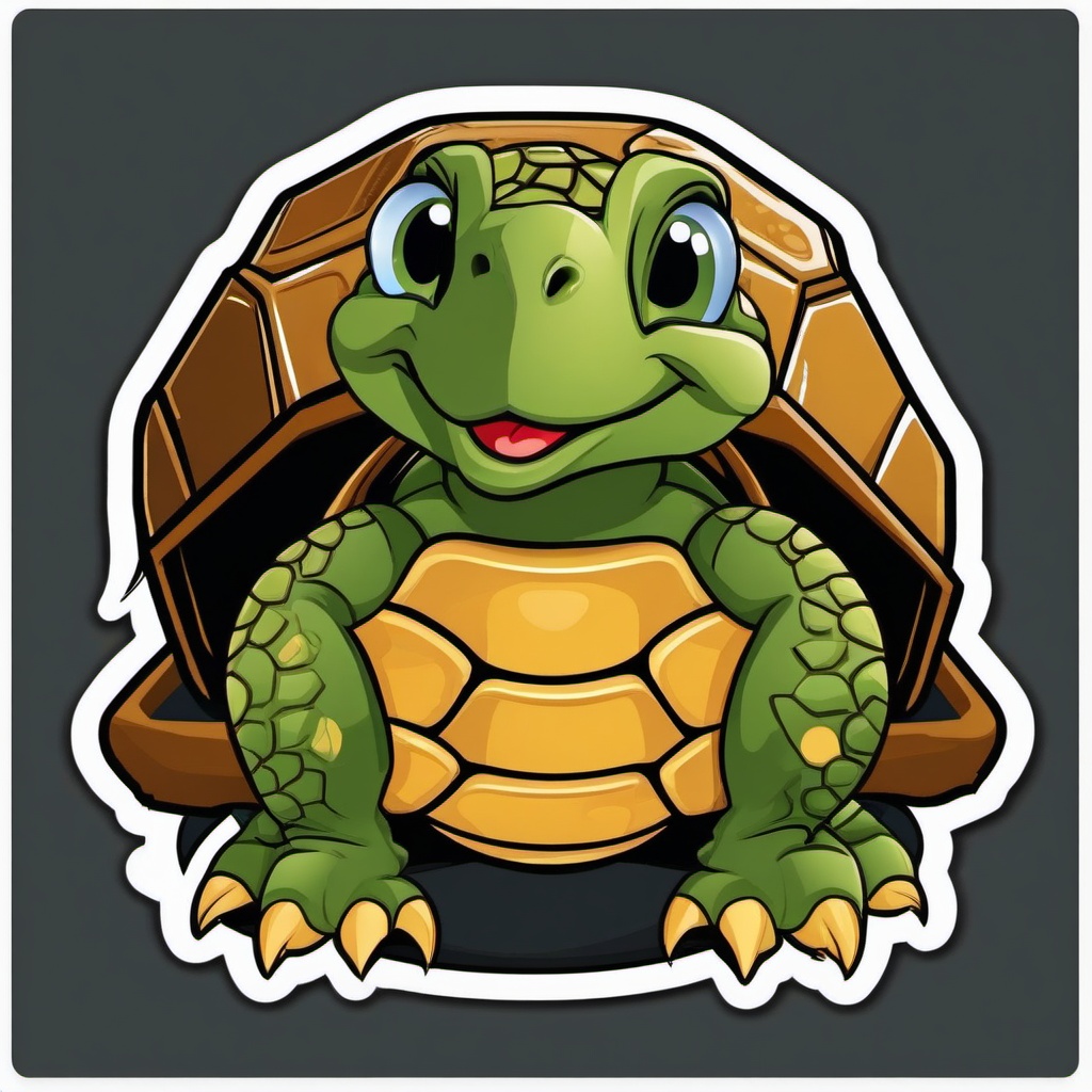 Box Turtle cartoon - small turtle with a hinged shell  cartoon sticker style