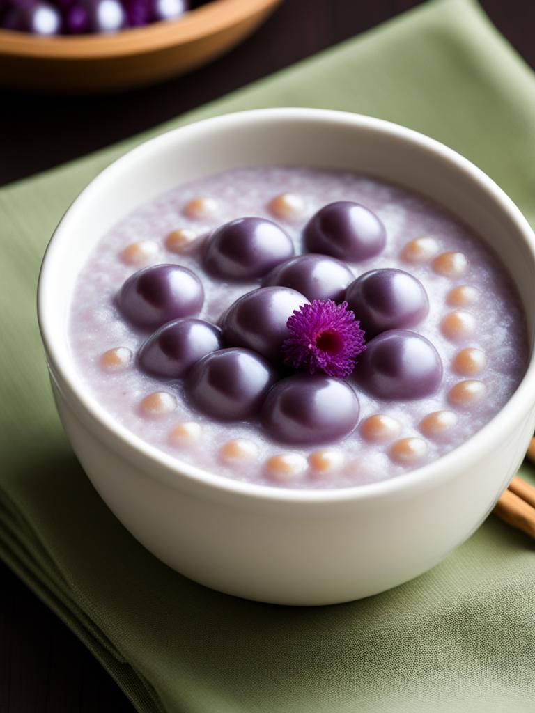 taro tapioca pudding, creamy taro pudding with tapioca pearls. 