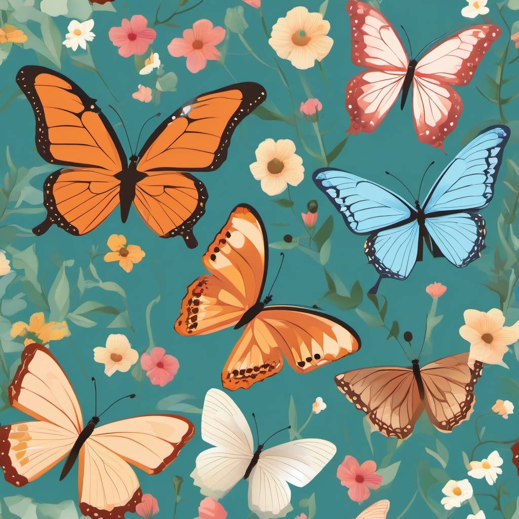 Butterflies clipart - Butterflies fluttering in the garden, ,vector color clipart,minimal