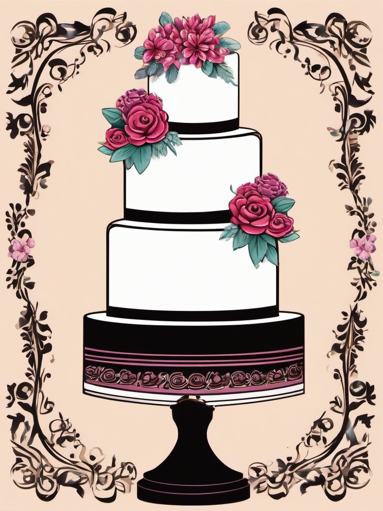 Wedding clipart - wedding cake with decorations  