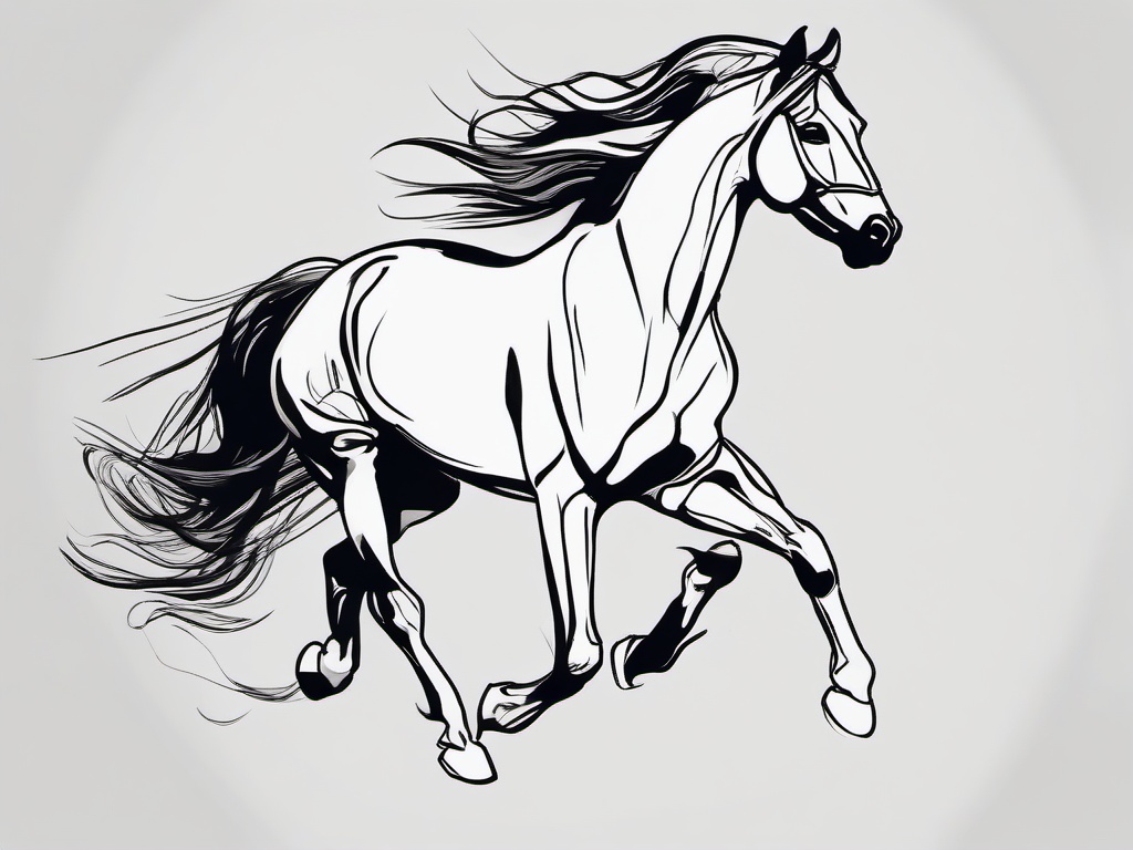 drawing of Andalusian horse  minimal rough sketch scribbles,doodles,black and white