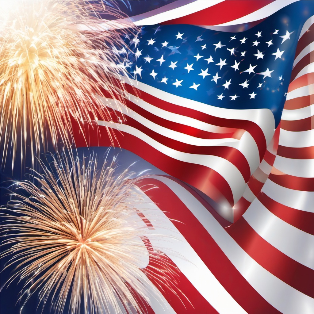 Flag clipart - flag with fireworks  clipart