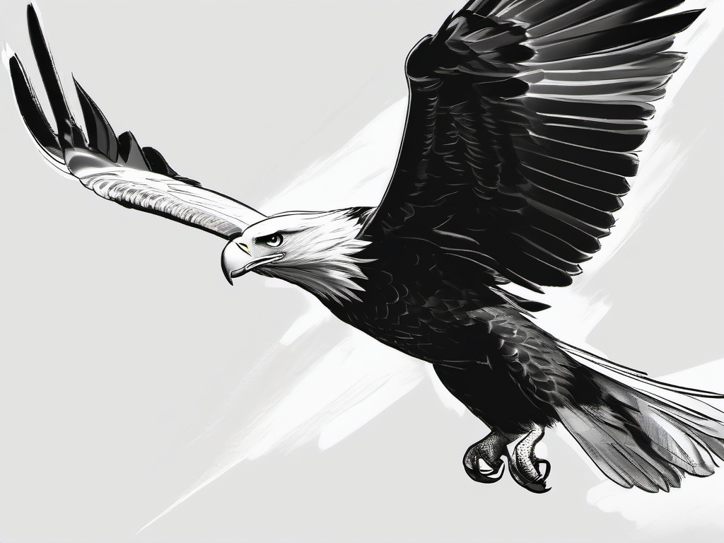 drawing of an eagle landing  minimal rough sketch scribbles,doodles,black and white