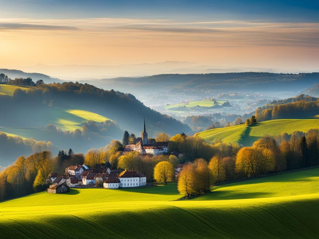 enigmatic fribourg countryside - paint the enigmatic fribourg countryside, known for its pastoral landscapes and historic towns. 