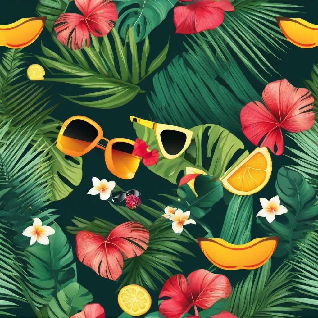 Sunglass clipart - sunglasses with a tropical background  