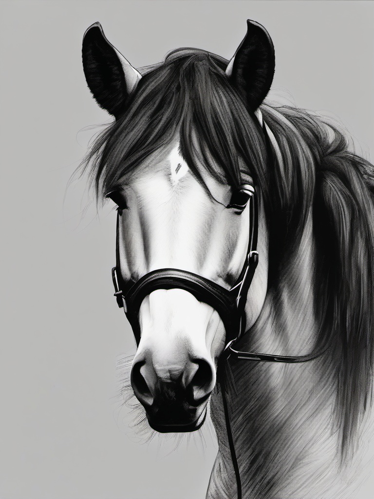 drawing of Connemara pony  minimal rough sketch scribbles,doodles,black and white