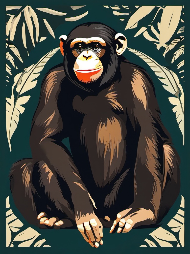 Chimpanzee clipart - Close relative of humans in the wild, ,vector color clipart,minimal