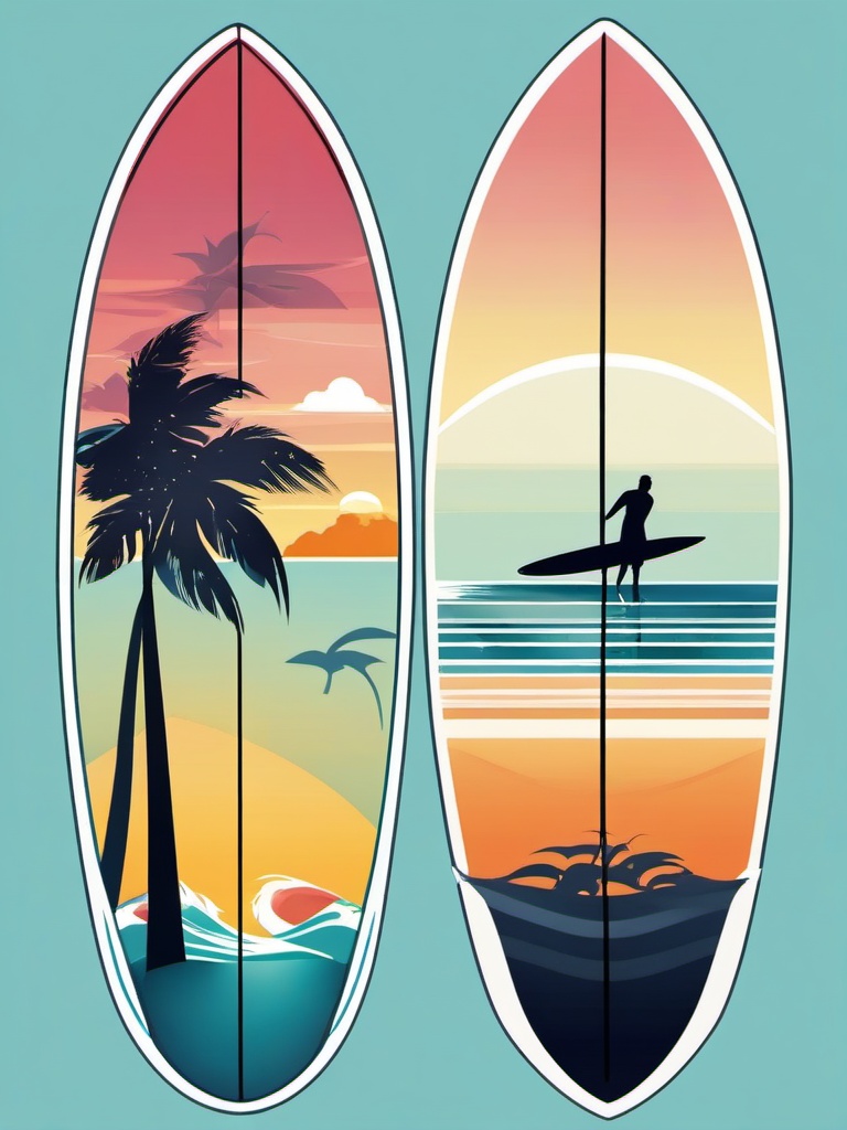 Surfboard clipart - surfboard and ocean breeze  vector clipart