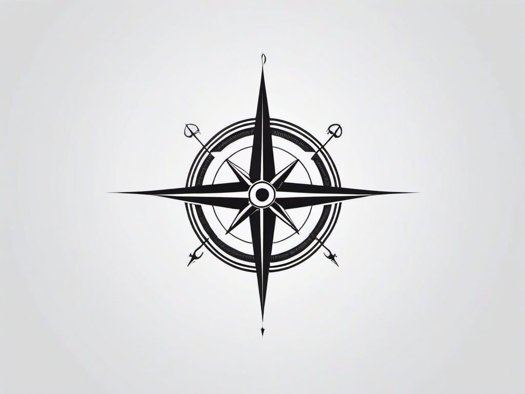 Cross with Compass Tattoo - Combination of a cross and compass.  simple vector tattoo,minimalist,white background