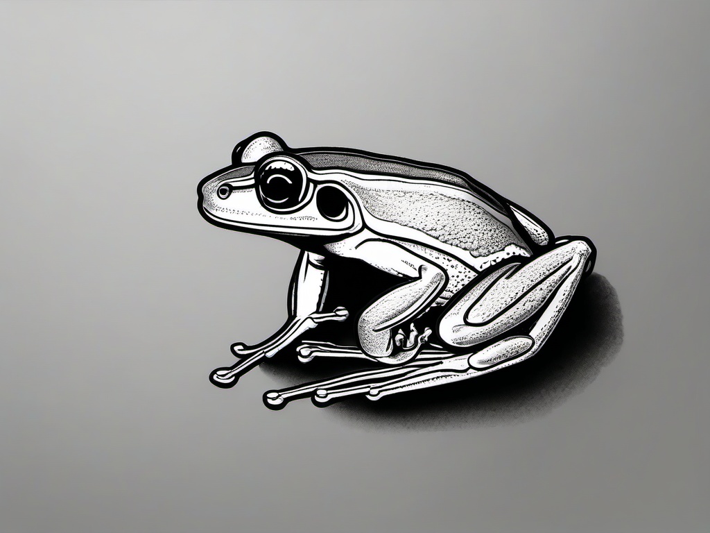 drawing of Palawan tree frog  minimal rough sketch scribbles,doodles,black and white