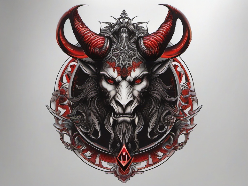 Asmodeus Tattoo-Creative and edgy tattoo featuring Asmodeus, capturing themes of demonology and occult symbolism.  simple color tattoo,white background
