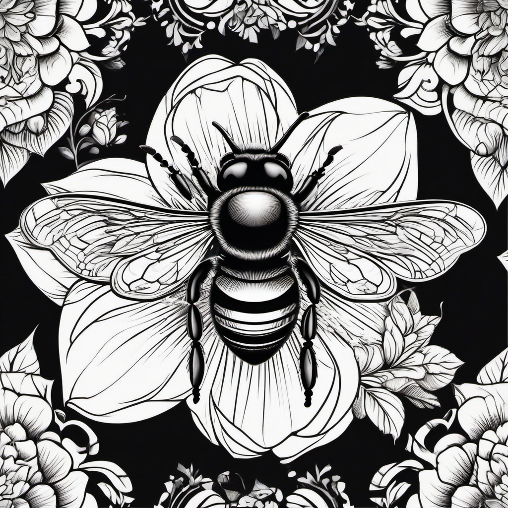 bee honeycomb flower tattoo  vector tattoo design