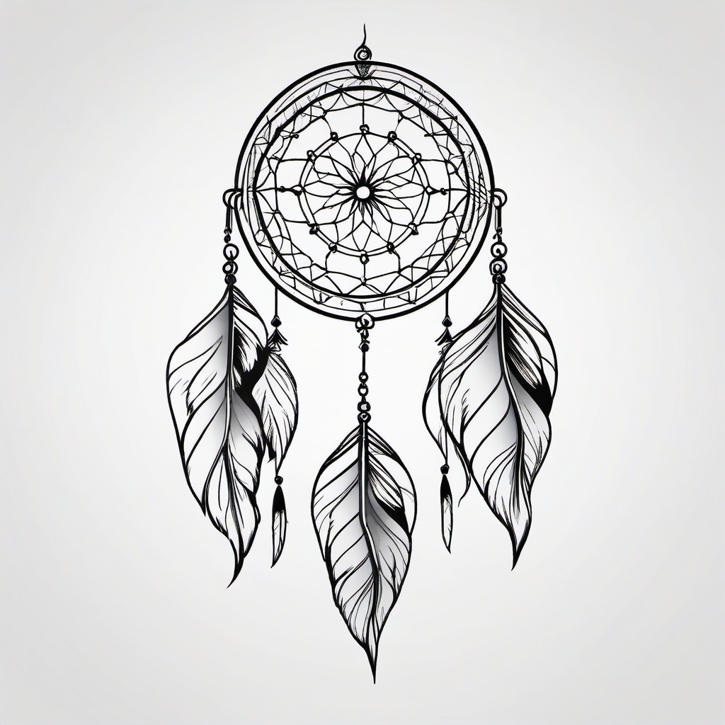 Dream Catcher Tattoo Hip - Tattoo featuring a dream catcher specifically placed on the hip.  simple vector tattoo,minimalist,white background