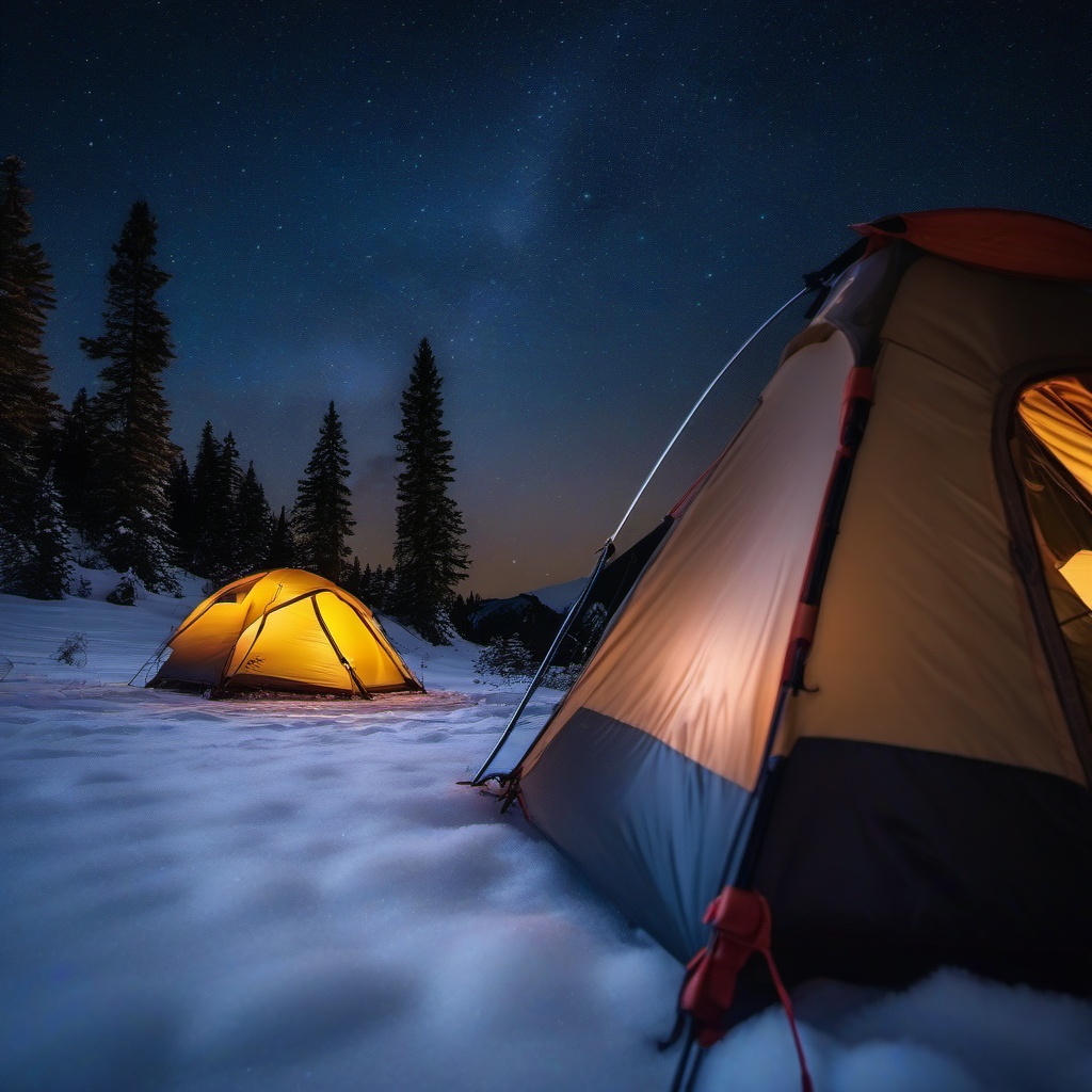 Winter Camping under the Stars  background picture, close shot professional product  photography, natural lighting, canon lens, shot on dslr 64 megapixels sharp focus