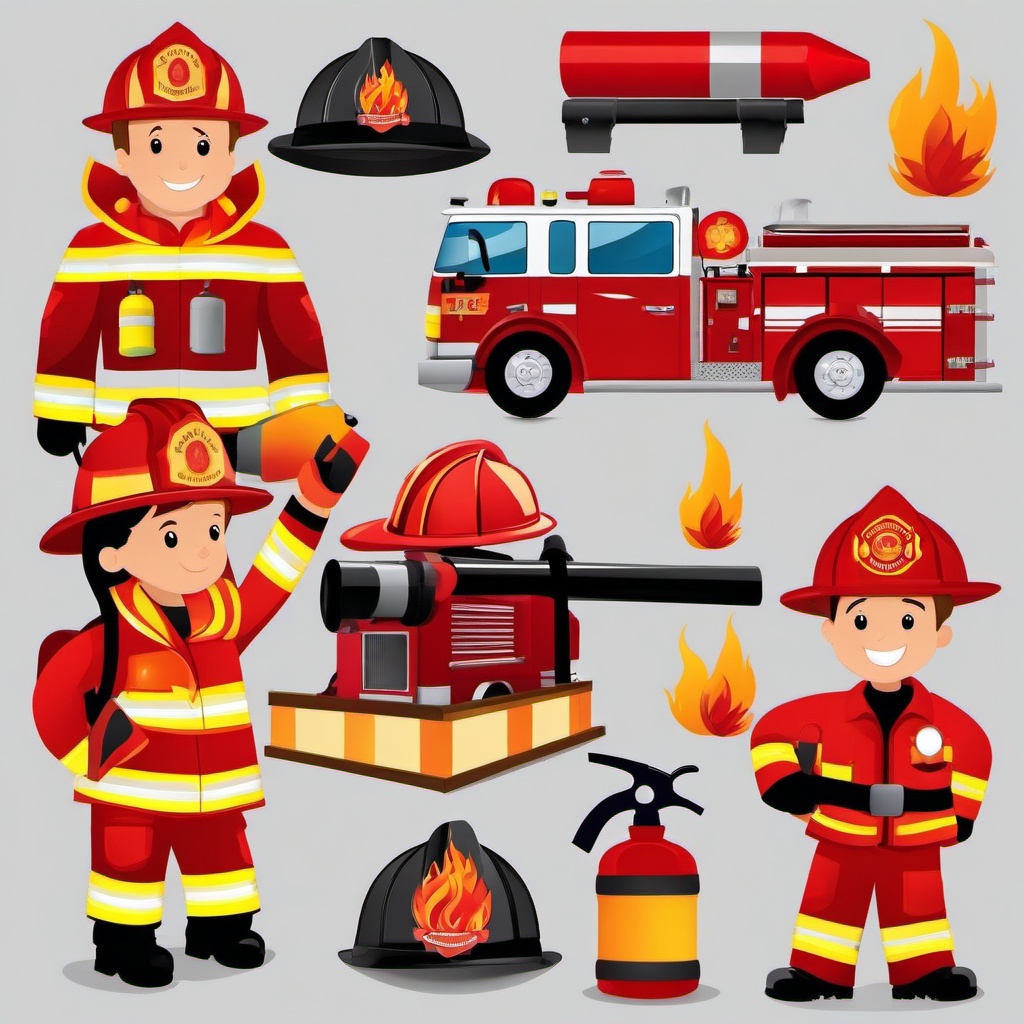 Fire Fighter clipart - flames and smoke illustration  vector clipart